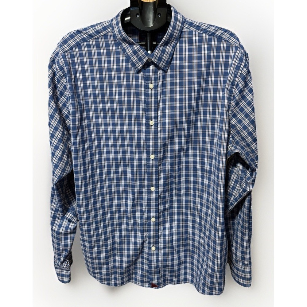 Untuckit Mens‎ 3X Button Up Stretch Shirt Blue Red White Plaid Tritten  XXXL